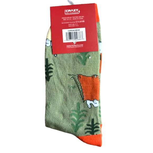 1 Pair Adult Shoe Size 6-13 Peanuts SNOOPY Crew Socks Stocking Stuffer #F - Picture 2 of 3